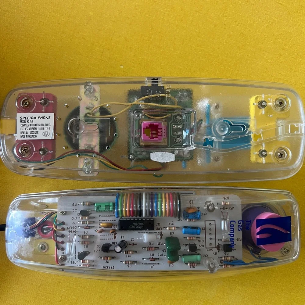 Vintage Transparent Multicolor Phone Clear Body with Rainbow Accents